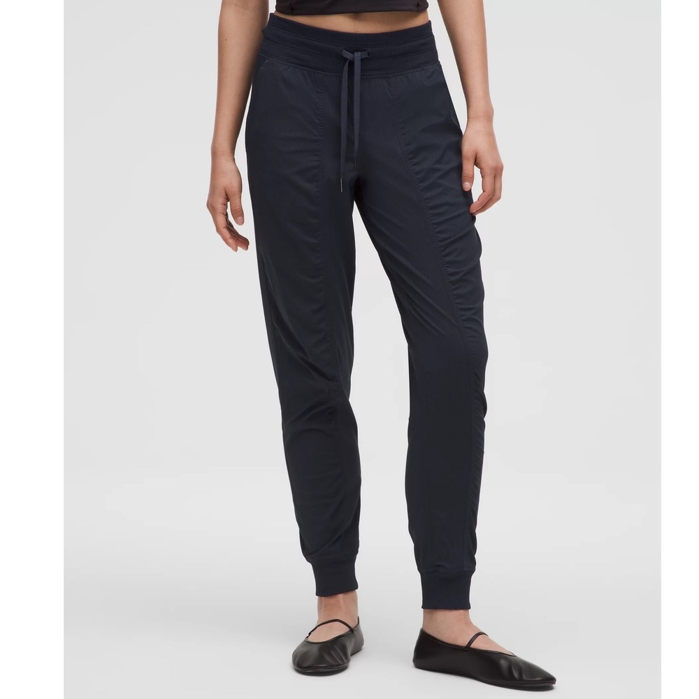 Lululemon Dance Studio Jogger 29 Black Pinstripe Ribbed Waist Pants SZ 6 LW5BPJS